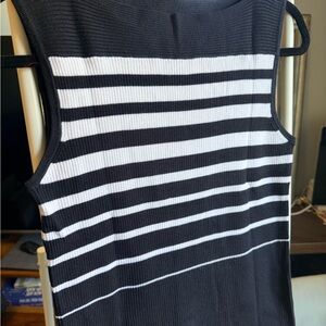 White Stag Black and White Striped Tank Top
